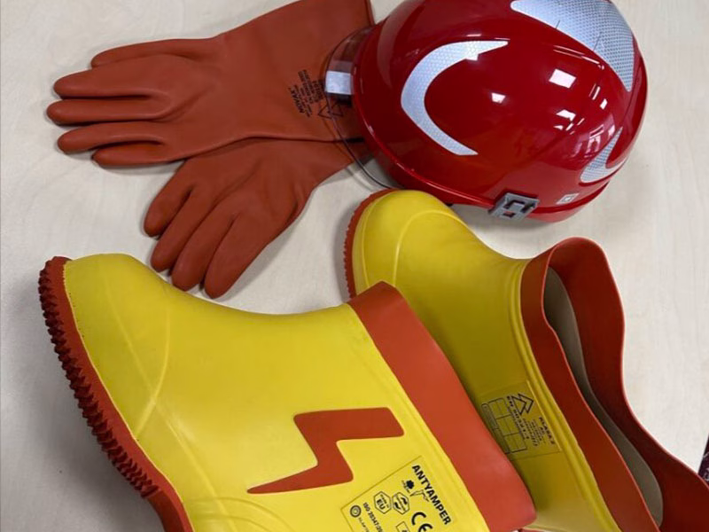 Mаркування діелектричних засобів захисту (штампи виробника Hubix на гумових діелектричних ботах та рукавичках)